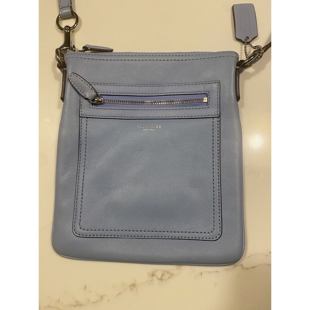 COACH Swingpack Crossbody Swing Bag, Light Blue genuine Leather Purse